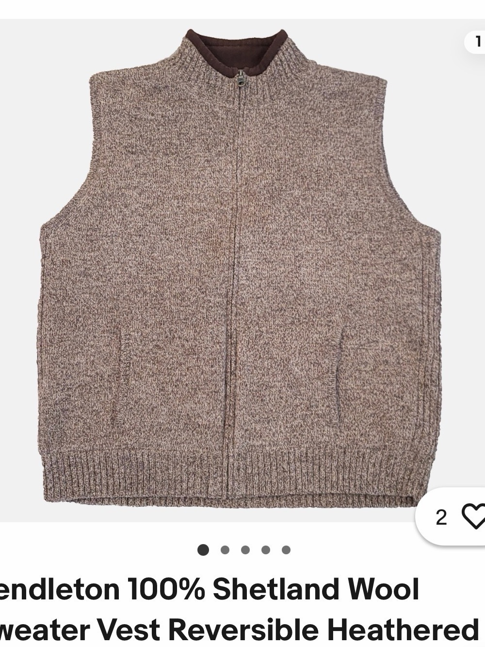Pendleton Men’s Heathered Taupe Zip-Up Wool Vest